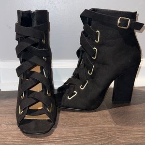 Black suede ankle booties